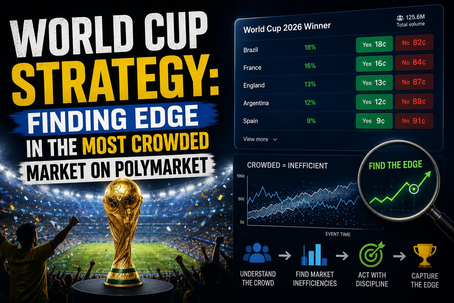 Stadium floodlights over a soccer pitch, symbolizing crowded World Cup betting markets